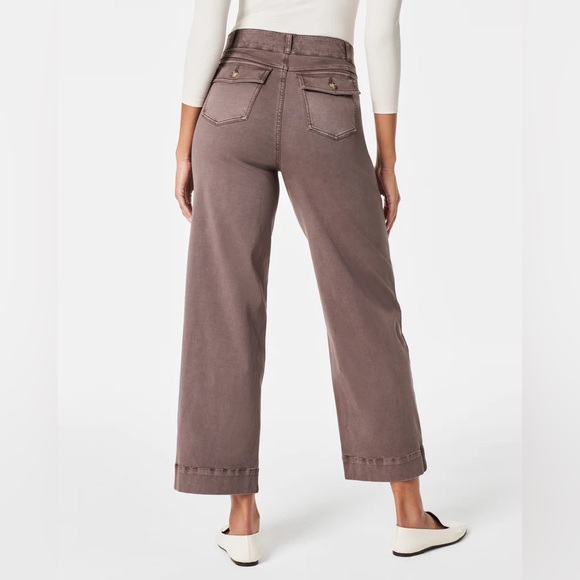 NEW Spanx Stretch Twill Cropped Wide Leg Pants Smoke NWT - Picture 3 of 8